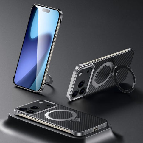 SULADA Kevlar Texture MagSafe Magnetic Holder Phone Case, For iPhone 18 Pro, For iPhone 18 Pro Max, For iPhone 17 Pro Max, For iPhone 17 Pro, For iPhone 17, For iPhone Air
