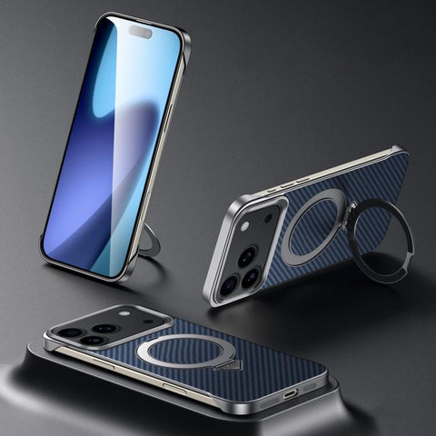 SULADA Kevlar Texture MagSafe Magnetic Holder Phone Case, For iPhone 18 Pro, For iPhone 18 Pro Max, For iPhone 17 Pro Max, For iPhone 17 Pro, For iPhone 17, For iPhone Air