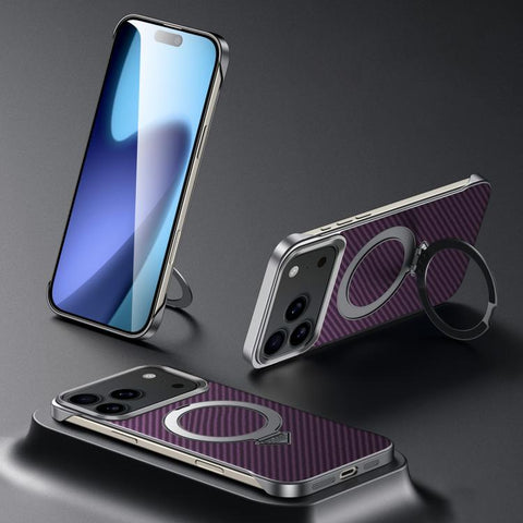 SULADA Kevlar Texture MagSafe Magnetic Holder Phone Case, For iPhone 18 Pro, For iPhone 18 Pro Max, For iPhone 17 Pro Max, For iPhone 17 Pro, For iPhone 17, For iPhone Air