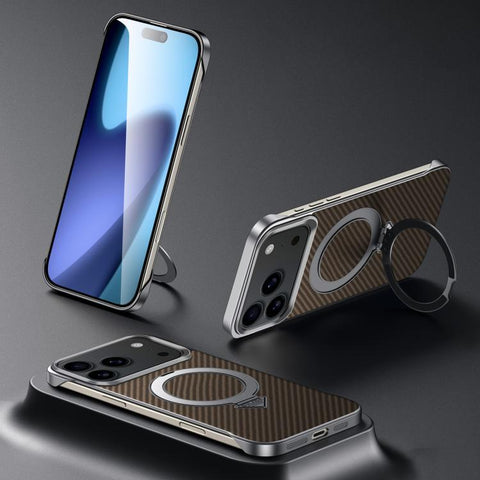 SULADA Kevlar Texture MagSafe Magnetic Holder Phone Case, For iPhone 18 Pro, For iPhone 18 Pro Max, For iPhone 17 Pro Max, For iPhone 17 Pro, For iPhone 17, For iPhone Air