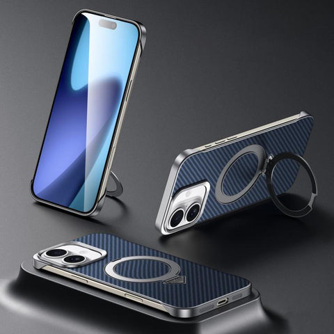 SULADA Kevlar Texture MagSafe Magnetic Holder Phone Case, For iPhone 18 Pro, For iPhone 18 Pro Max, For iPhone 17 Pro Max, For iPhone 17 Pro, For iPhone 17, For iPhone Air