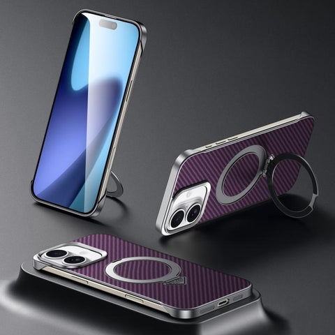SULADA Kevlar Texture MagSafe Magnetic Holder Phone Case, For iPhone 18 Pro, For iPhone 18 Pro Max, For iPhone 17 Pro Max, For iPhone 17 Pro, For iPhone 17, For iPhone Air