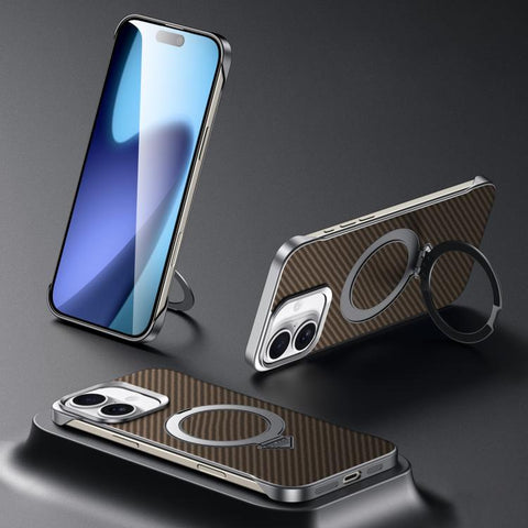 SULADA Kevlar Texture MagSafe Magnetic Holder Phone Case, For iPhone 18 Pro, For iPhone 18 Pro Max, For iPhone 17 Pro Max, For iPhone 17 Pro, For iPhone 17, For iPhone Air