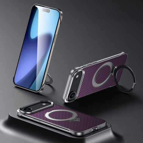 SULADA Kevlar Texture MagSafe Magnetic Holder Phone Case, For iPhone 18 Pro, For iPhone 18 Pro Max, For iPhone 17 Pro Max, For iPhone 17 Pro, For iPhone 17, For iPhone Air