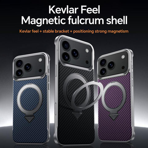 SULADA Kevlar Texture MagSafe Magnetic Holder Phone Case, For iPhone 18 Pro, For iPhone 18 Pro Max, For iPhone 17 Pro Max, For iPhone 17 Pro, For iPhone 17, For iPhone Air