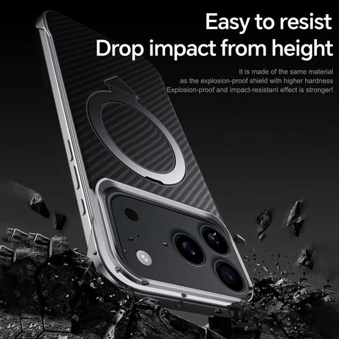 SULADA Kevlar Texture MagSafe Magnetic Holder Phone Case, For iPhone 18 Pro, For iPhone 18 Pro Max, For iPhone 17 Pro Max, For iPhone 17 Pro, For iPhone 17, For iPhone Air