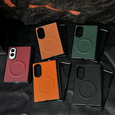 Folding Shaft Magnetic Litchi Texture Leather Phone Case, For Galaxy Z Fold8 5G