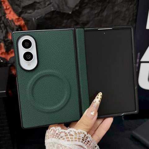 Folding Shaft Magnetic Litchi Texture Leather Phone Case, For Galaxy Z Fold8 5G