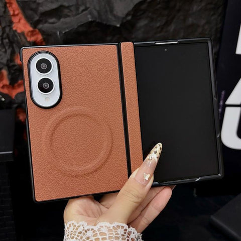 Folding Shaft Magnetic Litchi Texture Leather Phone Case, For Galaxy Z Fold8 5G