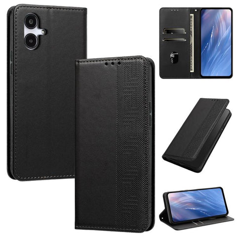 Embossed Meander Pattern RFID Vegan Leather Phone Case, For Galaxy A25 JP / A25e