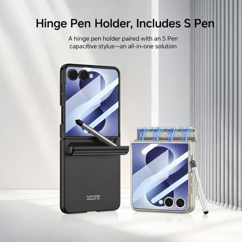 GKK Integrated Magnetic Full Coverage Phone Flip Case with Pen, For Galaxy Z Flip8 5G