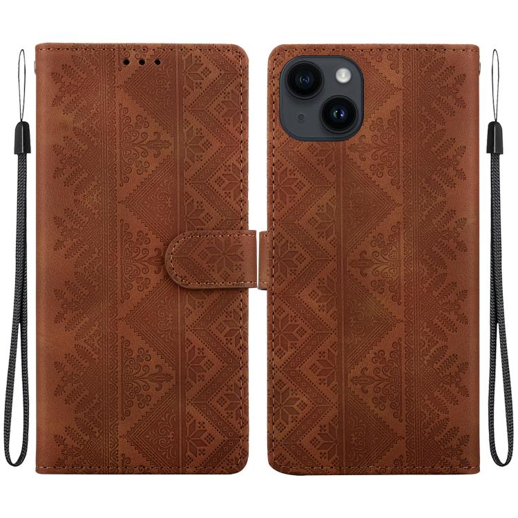 Ethnic Pattern Embossed Vegan Leather Phone Case, For iPhone 14, For iPhone 14 Pro, For iPhone 14 Pro Max, For iPhone SE 2022 / SE 2020 / 8 / 7, For iPhone 13 Pro Max, For iPhone 13 Pro, For iPhone 13, For iPhone 13 mini
