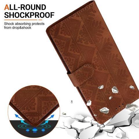 Ethnic Pattern Embossed Vegan Leather Phone Case, For iPhone 14, For iPhone 14 Pro, For iPhone 14 Pro Max, For iPhone SE 2022 / SE 2020 / 8 / 7, For iPhone 13 Pro Max, For iPhone 13 Pro, For iPhone 13, For iPhone 13 mini