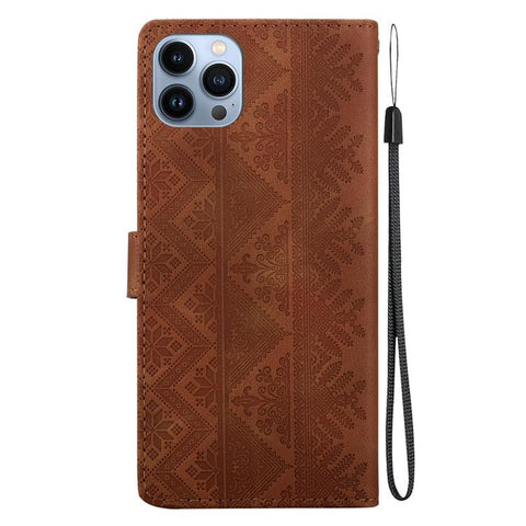 Ethnic Pattern Embossed Vegan Leather Phone Case, For iPhone 12 / 12 Pro, For iPhone 12 Pro Max, For iPhone 12 mini, For iPhone 11 Pro Max, For iPhone 11, For iPhone 11 Pro, For iPhone X / XS, For iPhone XR