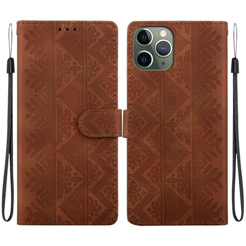 Ethnic Pattern Embossed Vegan Leather Phone Case, For iPhone 12 / 12 Pro, For iPhone 12 Pro Max, For iPhone 12 mini, For iPhone 11 Pro Max, For iPhone 11, For iPhone 11 Pro, For iPhone X / XS, For iPhone XR