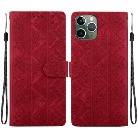 Ethnic Pattern Embossed Vegan Leather Phone Case, For iPhone 12 / 12 Pro, For iPhone 12 Pro Max, For iPhone 12 mini, For iPhone 11 Pro Max, For iPhone 11, For iPhone 11 Pro, For iPhone X / XS, For iPhone XR