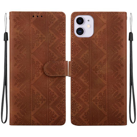 Ethnic Pattern Embossed Vegan Leather Phone Case, For iPhone 12 / 12 Pro, For iPhone 12 Pro Max, For iPhone 12 mini, For iPhone 11 Pro Max, For iPhone 11, For iPhone 11 Pro, For iPhone X / XS, For iPhone XR