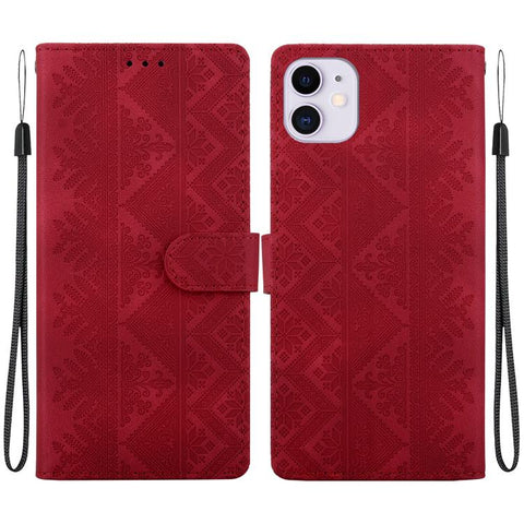 Ethnic Pattern Embossed Vegan Leather Phone Case, For iPhone 12 / 12 Pro, For iPhone 12 Pro Max, For iPhone 12 mini, For iPhone 11 Pro Max, For iPhone 11, For iPhone 11 Pro, For iPhone X / XS, For iPhone XR
