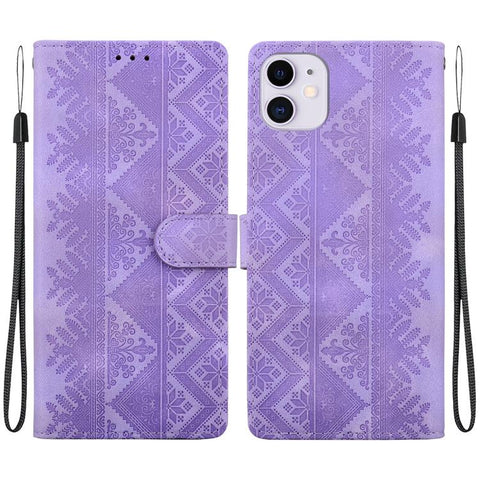 Ethnic Pattern Embossed Vegan Leather Phone Case, For iPhone 12 / 12 Pro, For iPhone 12 Pro Max, For iPhone 12 mini, For iPhone 11 Pro Max, For iPhone 11, For iPhone 11 Pro, For iPhone X / XS, For iPhone XR