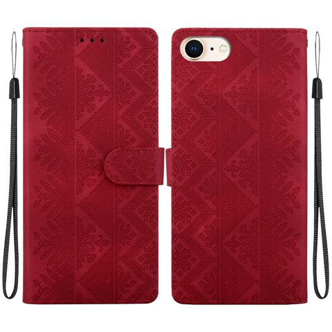 Ethnic Pattern Embossed Vegan Leather Phone Case, For iPhone 14, For iPhone 14 Pro, For iPhone 14 Pro Max, For iPhone SE 2022 / SE 2020 / 8 / 7, For iPhone 13 Pro Max, For iPhone 13 Pro, For iPhone 13, For iPhone 13 mini