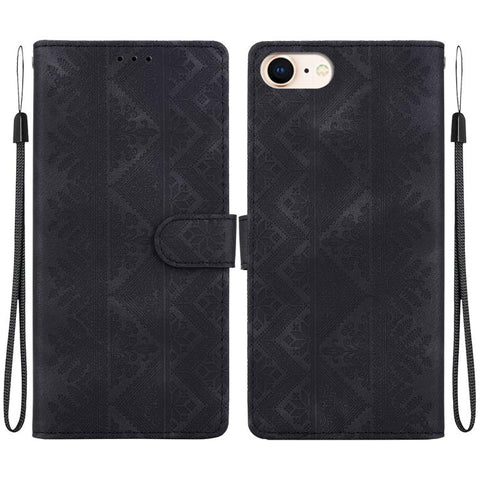 Ethnic Pattern Embossed Vegan Leather Phone Case, For iPhone 14, For iPhone 14 Pro, For iPhone 14 Pro Max, For iPhone SE 2022 / SE 2020 / 8 / 7, For iPhone 13 Pro Max, For iPhone 13 Pro, For iPhone 13, For iPhone 13 mini