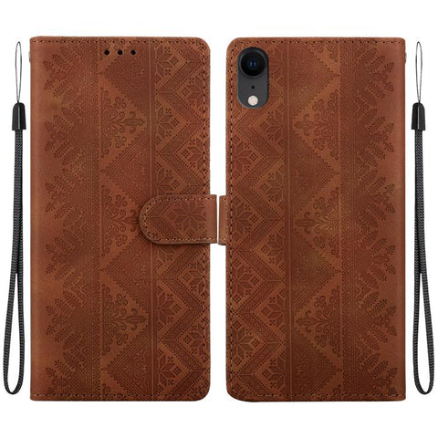 Ethnic Pattern Embossed Vegan Leather Phone Case, For iPhone 12 / 12 Pro, For iPhone 12 Pro Max, For iPhone 12 mini, For iPhone 11 Pro Max, For iPhone 11, For iPhone 11 Pro, For iPhone X / XS, For iPhone XR