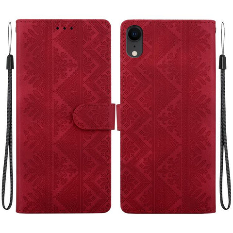 Ethnic Pattern Embossed Vegan Leather Phone Case, For iPhone 12 / 12 Pro, For iPhone 12 Pro Max, For iPhone 12 mini, For iPhone 11 Pro Max, For iPhone 11, For iPhone 11 Pro, For iPhone X / XS, For iPhone XR