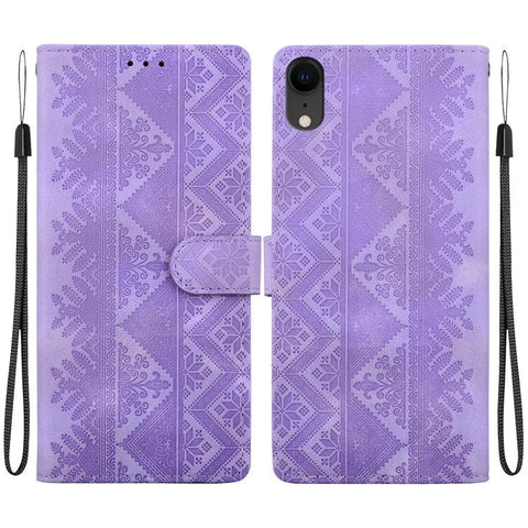 Ethnic Pattern Embossed Vegan Leather Phone Case, For iPhone 12 / 12 Pro, For iPhone 12 Pro Max, For iPhone 12 mini, For iPhone 11 Pro Max, For iPhone 11, For iPhone 11 Pro, For iPhone X / XS, For iPhone XR