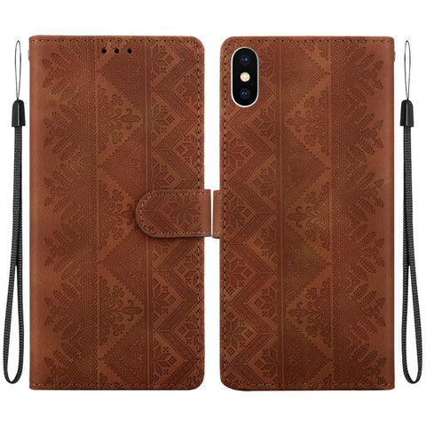 Ethnic Pattern Embossed Vegan Leather Phone Case, For iPhone 12 / 12 Pro, For iPhone 12 Pro Max, For iPhone 12 mini, For iPhone 11 Pro Max, For iPhone 11, For iPhone 11 Pro, For iPhone X / XS, For iPhone XR