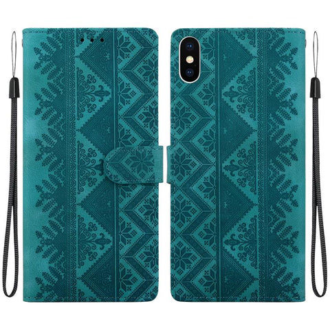Ethnic Pattern Embossed Vegan Leather Phone Case, For iPhone 12 / 12 Pro, For iPhone 12 Pro Max, For iPhone 12 mini, For iPhone 11 Pro Max, For iPhone 11, For iPhone 11 Pro, For iPhone X / XS, For iPhone XR