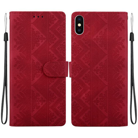 Ethnic Pattern Embossed Vegan Leather Phone Case, For iPhone 12 / 12 Pro, For iPhone 12 Pro Max, For iPhone 12 mini, For iPhone 11 Pro Max, For iPhone 11, For iPhone 11 Pro, For iPhone X / XS, For iPhone XR