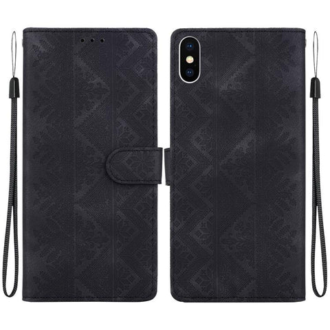 Ethnic Pattern Embossed Vegan Leather Phone Case, For iPhone 12 / 12 Pro, For iPhone 12 Pro Max, For iPhone 12 mini, For iPhone 11 Pro Max, For iPhone 11, For iPhone 11 Pro, For iPhone X / XS, For iPhone XR
