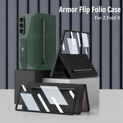 GKK Integrated Armor Flip Leather Case with Pen Slot, Stylus Not Included, For Galaxy Z Fold8 Ultra 5G