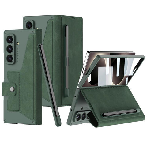GKK Integrated Armor Flip Leather Case with Pen Slot, Stylus Not Included, For Galaxy Z Fold8 Ultra 5G