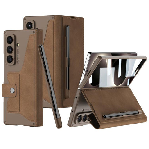 GKK Integrated Armor Flip Leather Case with Pen Slot, Stylus Not Included, For Galaxy Z Fold8 Ultra 5G