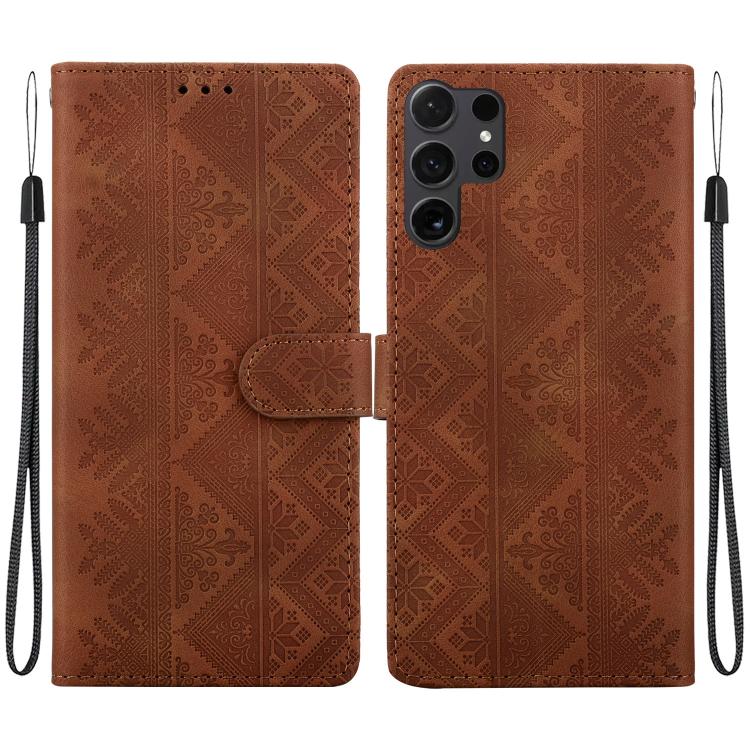 Ethnic Pattern Embossed Vegan Leather Phone Case, For Galaxy S25 Ultra 5G, For Galaxy S24 FE 5G, For Galaxy S24 Ultra 5G, For Galaxy S24+ 5G, For Galaxy S24 5G, For Galaxy S23 FE 5G, For Galaxy S23 Ultra 5G, For Galaxy S23+ 5G