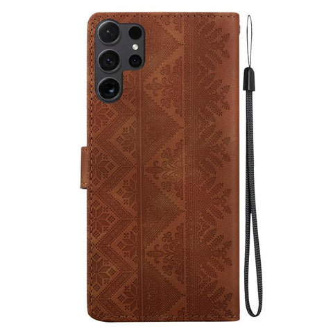Ethnic Pattern Embossed Vegan Leather Phone Case, For Galaxy S25 Ultra 5G, For Galaxy S24 FE 5G, For Galaxy S24 Ultra 5G, For Galaxy S24+ 5G, For Galaxy S24 5G, For Galaxy S23 FE 5G, For Galaxy S23 Ultra 5G, For Galaxy S23+ 5G