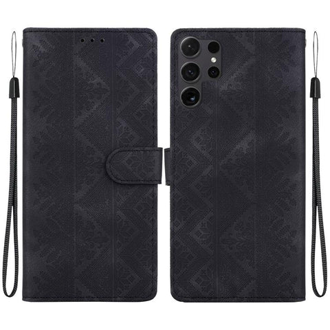Ethnic Pattern Embossed Vegan Leather Phone Case, For Galaxy S25 Ultra 5G, For Galaxy S24 FE 5G, For Galaxy S24 Ultra 5G, For Galaxy S24+ 5G, For Galaxy S24 5G, For Galaxy S23 FE 5G, For Galaxy S23 Ultra 5G, For Galaxy S23+ 5G