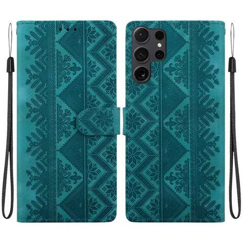 Ethnic Pattern Embossed Vegan Leather Phone Case, For Galaxy S25 Ultra 5G, For Galaxy S24 FE 5G, For Galaxy S24 Ultra 5G, For Galaxy S24+ 5G, For Galaxy S24 5G, For Galaxy S23 FE 5G, For Galaxy S23 Ultra 5G, For Galaxy S23+ 5G