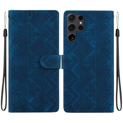 Ethnic Pattern Embossed Vegan Leather Phone Case, For Galaxy S25 Ultra 5G, For Galaxy S24 FE 5G, For Galaxy S24 Ultra 5G, For Galaxy S24+ 5G, For Galaxy S24 5G, For Galaxy S23 FE 5G, For Galaxy S23 Ultra 5G, For Galaxy S23+ 5G