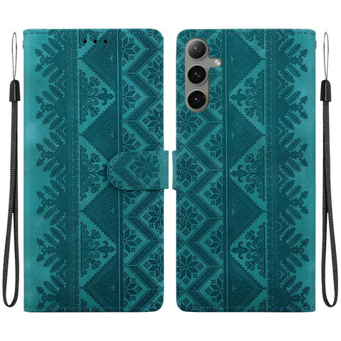 Ethnic Pattern Embossed Vegan Leather Phone Case, For Galaxy S25 Ultra 5G, For Galaxy S24 FE 5G, For Galaxy S24 Ultra 5G, For Galaxy S24+ 5G, For Galaxy S24 5G, For Galaxy S23 FE 5G, For Galaxy S23 Ultra 5G, For Galaxy S23+ 5G