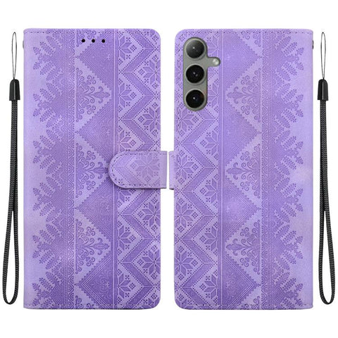 Ethnic Pattern Embossed Vegan Leather Phone Case, For Galaxy S25 Ultra 5G, For Galaxy S24 FE 5G, For Galaxy S24 Ultra 5G, For Galaxy S24+ 5G, For Galaxy S24 5G, For Galaxy S23 FE 5G, For Galaxy S23 Ultra 5G, For Galaxy S23+ 5G