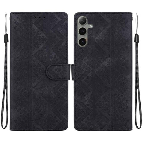Ethnic Pattern Embossed Vegan Leather Phone Case, For Galaxy S25 Ultra 5G, For Galaxy S24 FE 5G, For Galaxy S24 Ultra 5G, For Galaxy S24+ 5G, For Galaxy S24 5G, For Galaxy S23 FE 5G, For Galaxy S23 Ultra 5G, For Galaxy S23+ 5G