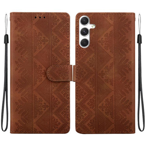 Ethnic Pattern Embossed Vegan Leather Phone Case, For Galaxy S25 Ultra 5G, For Galaxy S24 FE 5G, For Galaxy S24 Ultra 5G, For Galaxy S24+ 5G, For Galaxy S24 5G, For Galaxy S23 FE 5G, For Galaxy S23 Ultra 5G, For Galaxy S23+ 5G