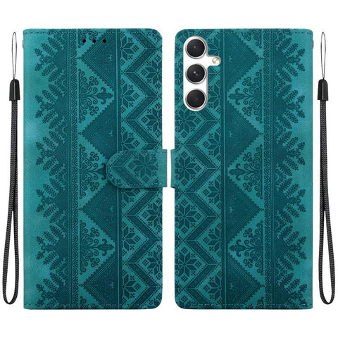 Ethnic Pattern Embossed Vegan Leather Phone Case, For Galaxy S25 Ultra 5G, For Galaxy S24 FE 5G, For Galaxy S24 Ultra 5G, For Galaxy S24+ 5G, For Galaxy S24 5G, For Galaxy S23 FE 5G, For Galaxy S23 Ultra 5G, For Galaxy S23+ 5G