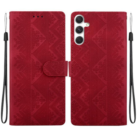 Ethnic Pattern Embossed Vegan Leather Phone Case, For Galaxy S25 Ultra 5G, For Galaxy S24 FE 5G, For Galaxy S24 Ultra 5G, For Galaxy S24+ 5G, For Galaxy S24 5G, For Galaxy S23 FE 5G, For Galaxy S23 Ultra 5G, For Galaxy S23+ 5G