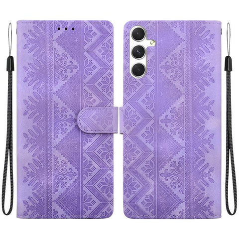 Ethnic Pattern Embossed Vegan Leather Phone Case, For Galaxy S25 Ultra 5G, For Galaxy S24 FE 5G, For Galaxy S24 Ultra 5G, For Galaxy S24+ 5G, For Galaxy S24 5G, For Galaxy S23 FE 5G, For Galaxy S23 Ultra 5G, For Galaxy S23+ 5G