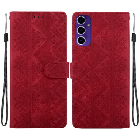 Ethnic Pattern Embossed Vegan Leather Phone Case, For Galaxy S25 Ultra 5G, For Galaxy S24 FE 5G, For Galaxy S24 Ultra 5G, For Galaxy S24+ 5G, For Galaxy S24 5G, For Galaxy S23 FE 5G, For Galaxy S23 Ultra 5G, For Galaxy S23+ 5G