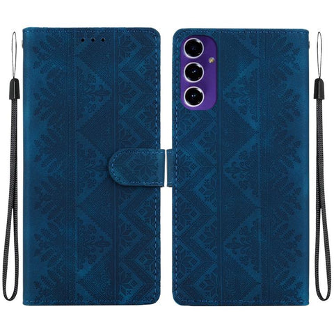 Ethnic Pattern Embossed Vegan Leather Phone Case, For Galaxy S25 Ultra 5G, For Galaxy S24 FE 5G, For Galaxy S24 Ultra 5G, For Galaxy S24+ 5G, For Galaxy S24 5G, For Galaxy S23 FE 5G, For Galaxy S23 Ultra 5G, For Galaxy S23+ 5G