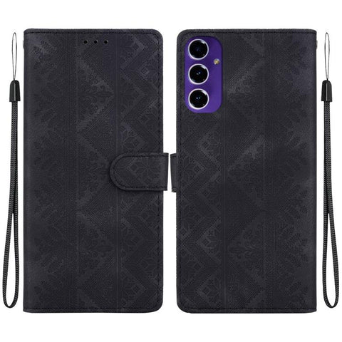 Ethnic Pattern Embossed Vegan Leather Phone Case, For Galaxy S25 Ultra 5G, For Galaxy S24 FE 5G, For Galaxy S24 Ultra 5G, For Galaxy S24+ 5G, For Galaxy S24 5G, For Galaxy S23 FE 5G, For Galaxy S23 Ultra 5G, For Galaxy S23+ 5G